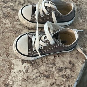 Converse Gray and White Low-Top Sneakers with Canvas Upper